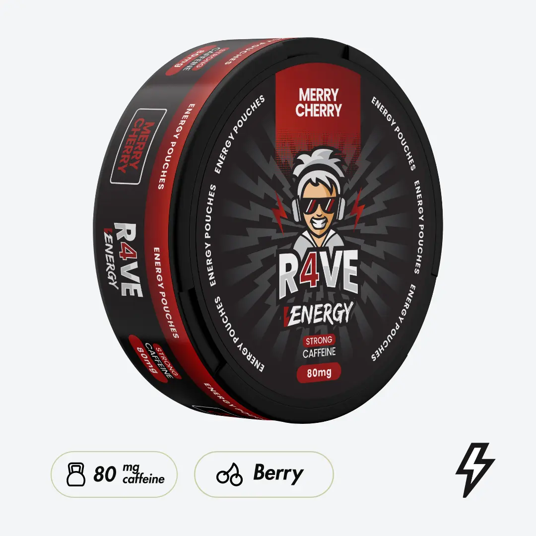 R4VE Merry Cherry 80mg Caffeine Pouches