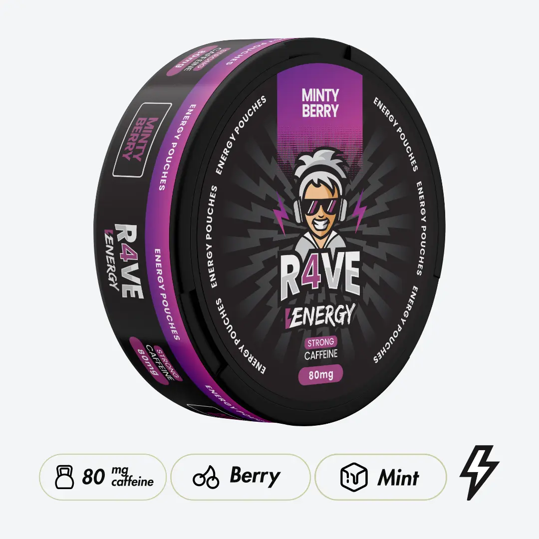 R4VE Minty Berries 80mg Caffeine Pouches